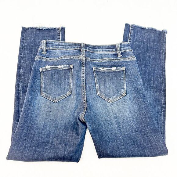 Nuee Dark Wash Indigo Wash Distressed Raw Hem Denim Jeans Size 27 - Picture 5 of 9